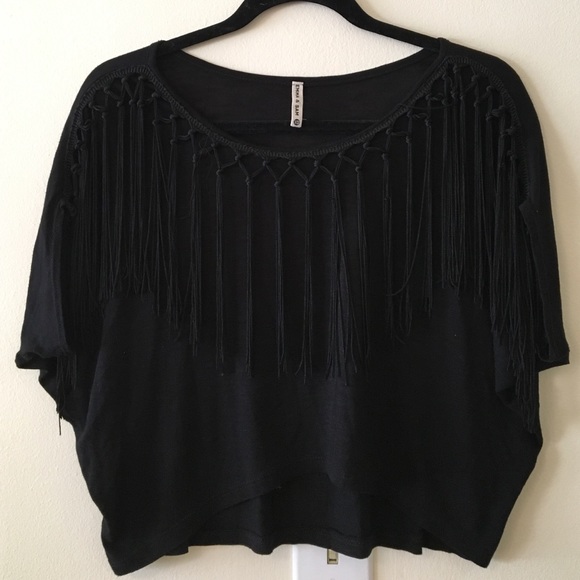 EMMA & SAM, Black Fringe Crop Top