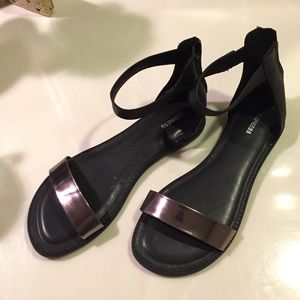 black metallic sandals