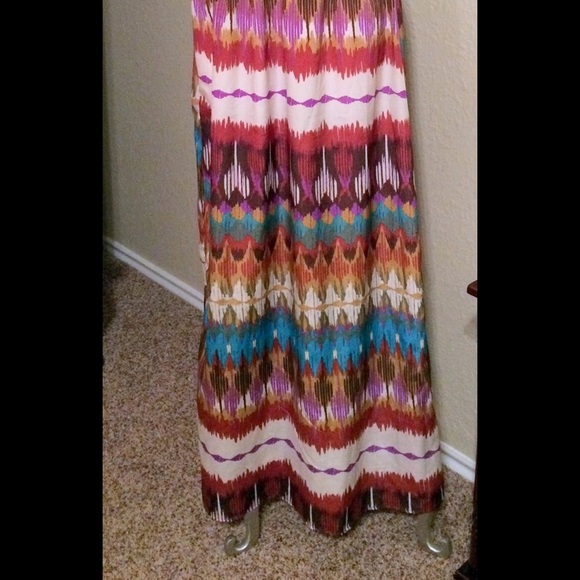 One Shoulder Multi-Color Maxi-Dress - Picture 2 of 2