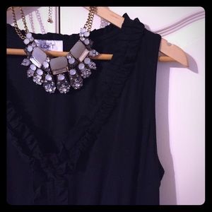 ❌SOLD❌ LOFT black sundress w/ flat ruffle collar