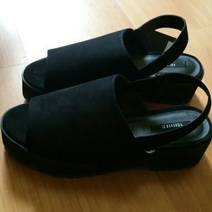 Black strappy wedge sandal
