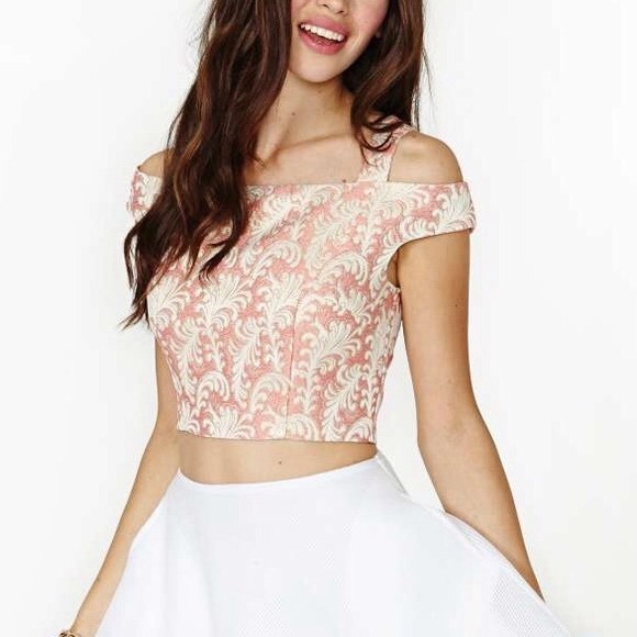 RARE Nasty Gal Amora Brocade Crop Top
