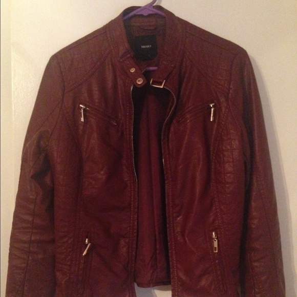 Burgundy faux leather jacket