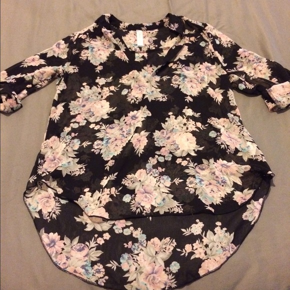 Black & Pastel Floral Blouse