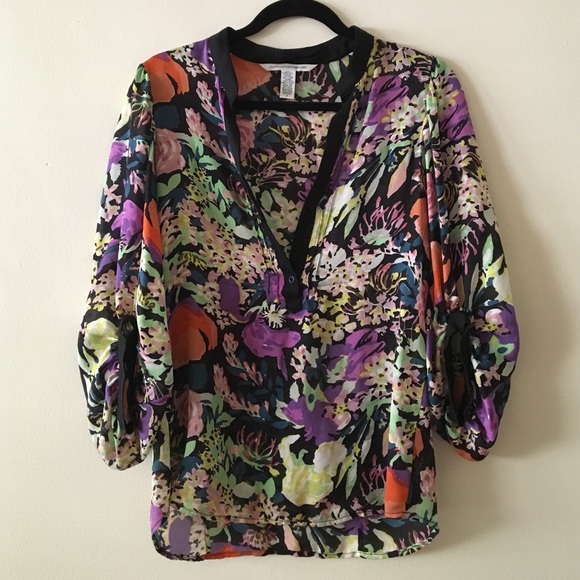 Diane von Furstenberg Tops - DIANE VON FURSTENBERG, Floral Print Blouse