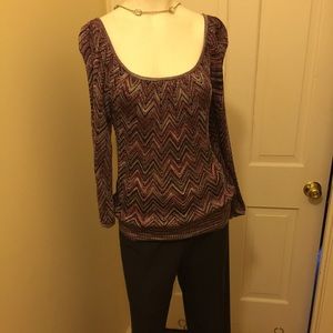 INC Missoni inspired fuschia/gray metallic sweater