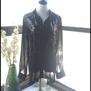 💙 CMV Sheer Ombré Sequence Blouse