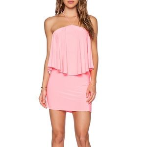 T-BAGS LOSANGELES Halter Mini Dress in Neon Pink
