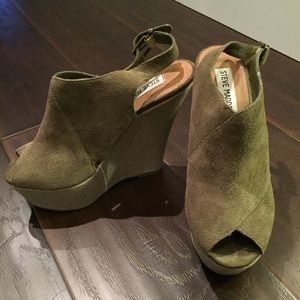 Olive Green Suede Wedge