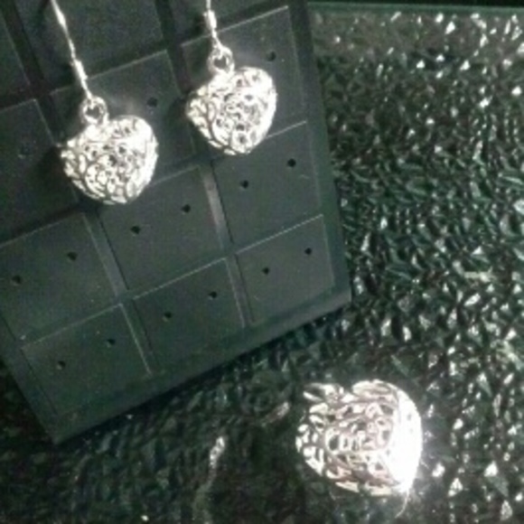 Heart set earrings and pendant