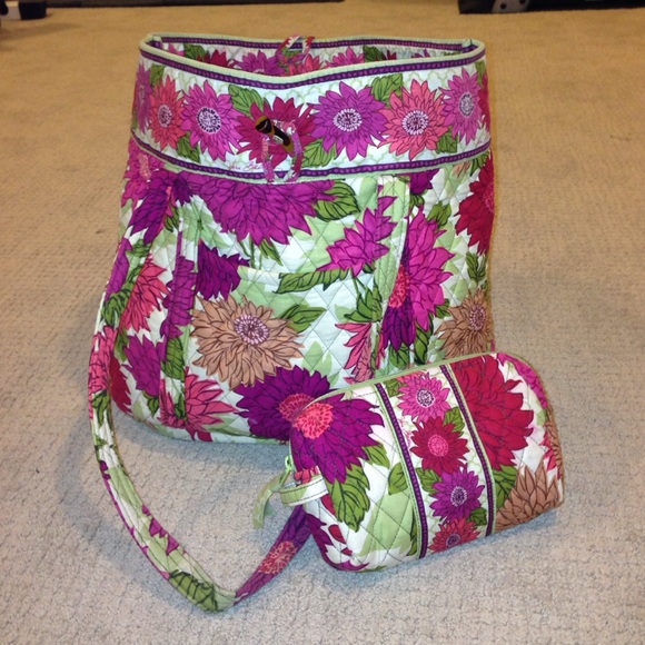 Vera tote and matching cosmetic bag (hello dahlia)