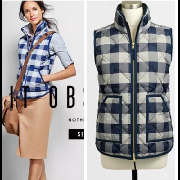 J. Crew Buffalo Plaid Puffer Vest - Picture 2 of 2