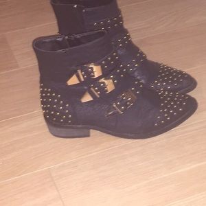 Black studded booties