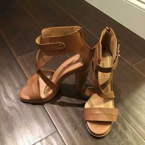 Tan Stacked Heel Sandal