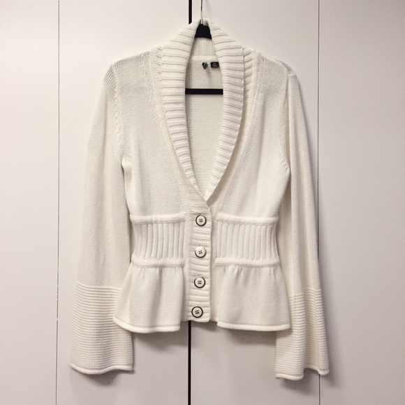 PowWow White Cardigan Sweater