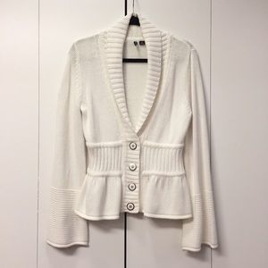 PowWow White Cardigan Sweater