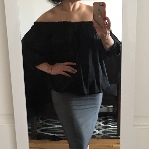 Off the shoulder black blouse