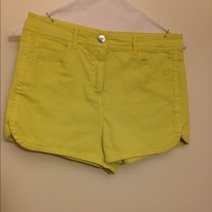 High waisted neon shorts