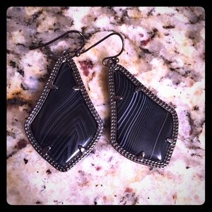 Kendra Scott Black Banded Agate Alex Earrings