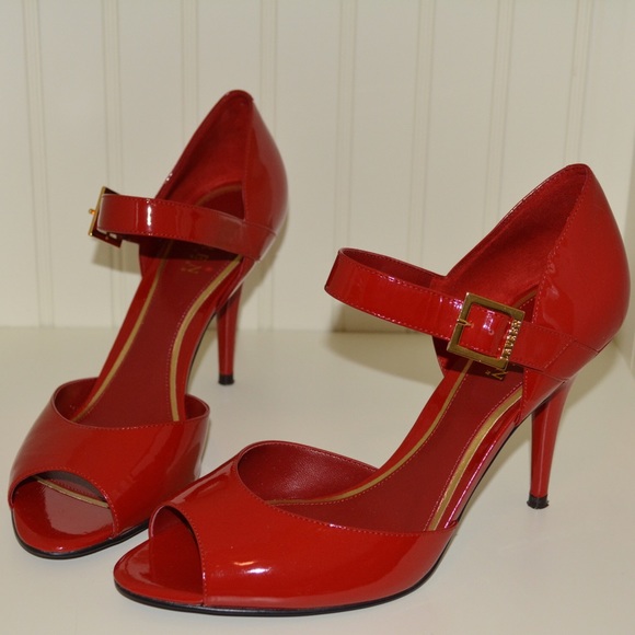 Bright Red Ralph Lauren Patent Pumps