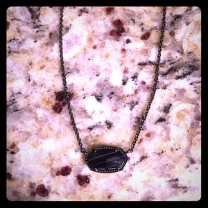 Kendra Scott Black Banded Agate Elisa Necklace