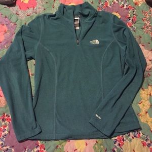 North Face teal 1/4 zip small