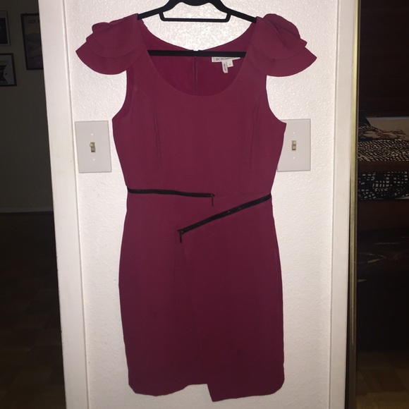 BCBGeneration Wine Zip Waist Cocktail Dress