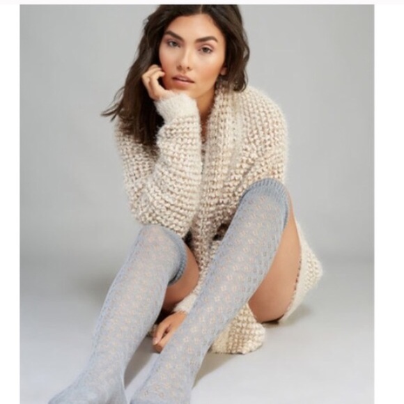 Accessories - NWT eyelet crochet over the knee heather gray sock