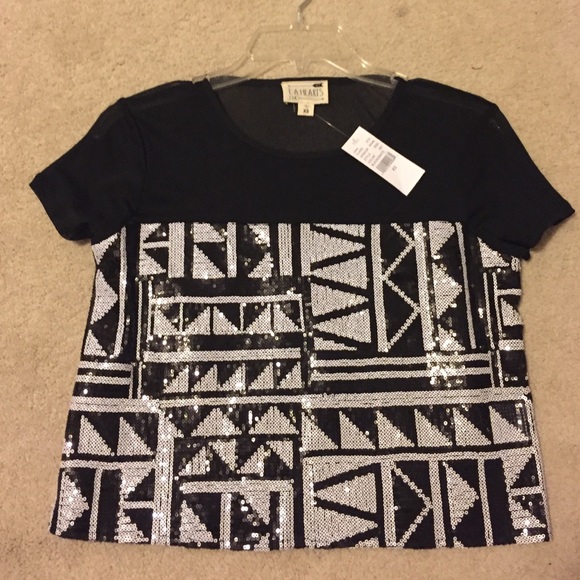 Sequin/ Chiffon Short Sleeve top