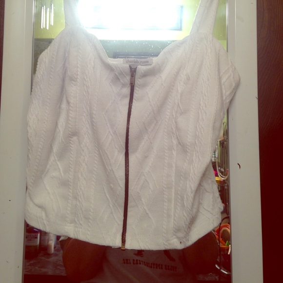 White patterned tank crop top