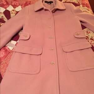 Pink coat.