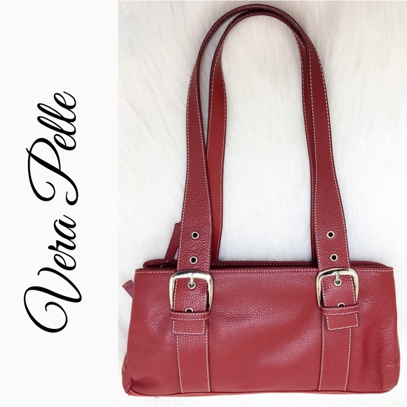 Vera Pelle Handbags - 💙Vera Pelle Red leather handbag