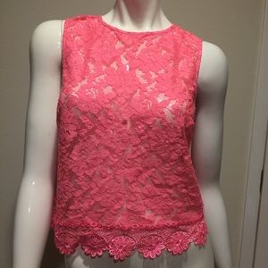 2B Bebe pink lace sleeveless top