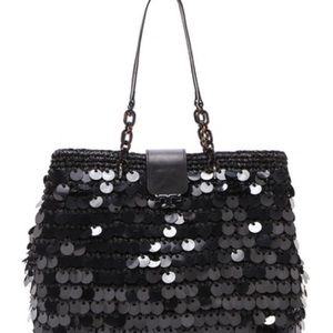 Tory Burch Black Fache Sequin Large Tote