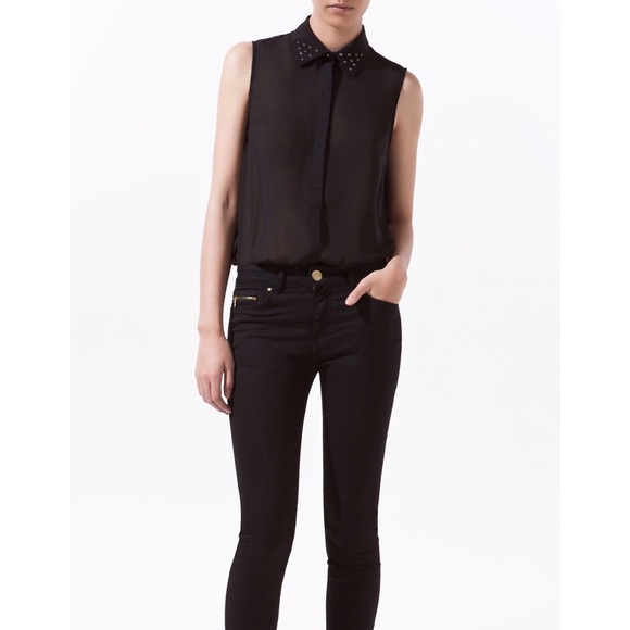 ⚡️FLASH SALE⚡️Zara Black Sleeveless Top w/ Studs