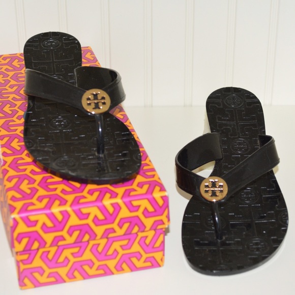 Tory Burch Black Thora Patent Sandals