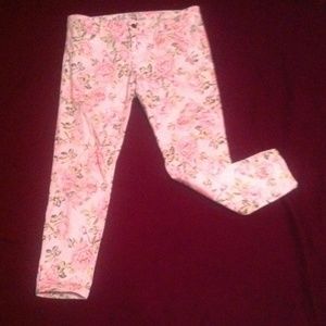 White floral jeans