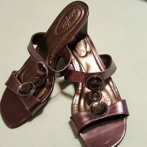 Slide on dressy sandal wedges