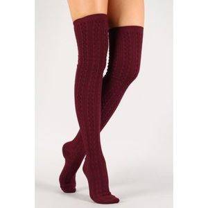 BRAND NEW Above Knee Socks in Dark red