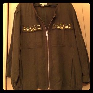 NWOT army green zipper top