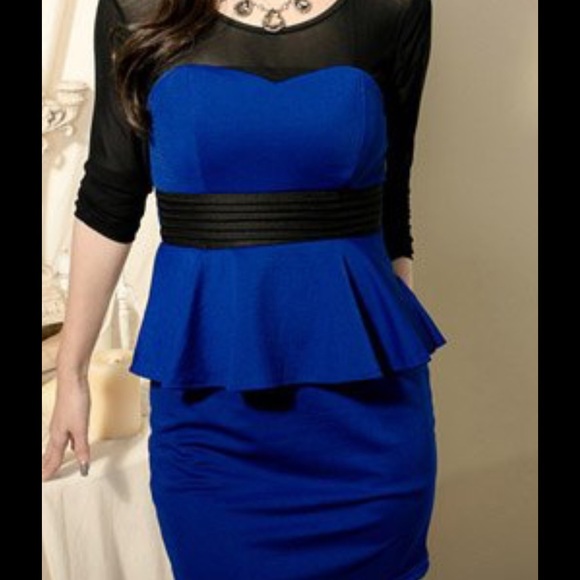 Blue and Black Peplum Dress