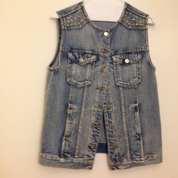 Studded denim vest