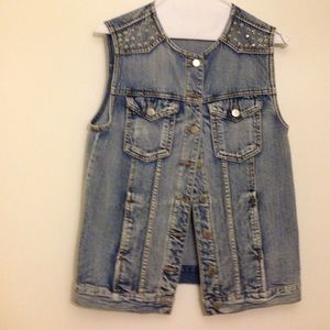 Studded denim vest