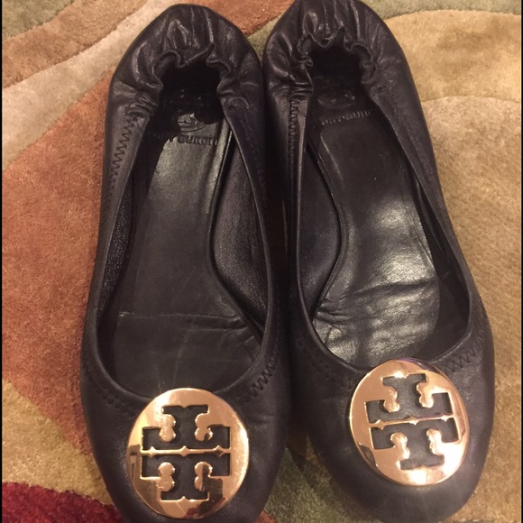 Black Leather Tory Burch flats
