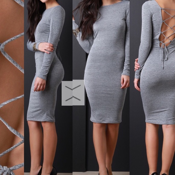 Back Corset Lace Up Long Sleeves Bodycon