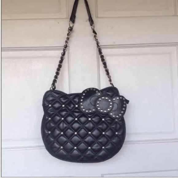 Topshop Handbags - Black hello kitty face quilted purse!