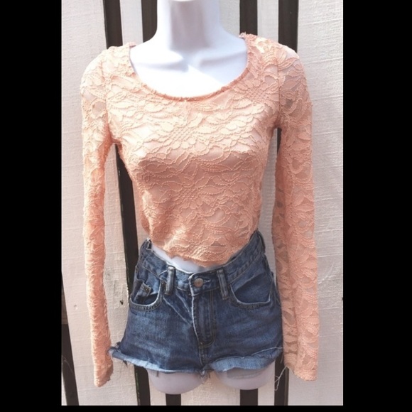 Lace long sleeve crop top from vintage shop