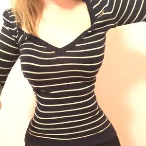 Navy Blue & White Striped Hollister Sweater