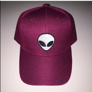Maroon alien baseball cap