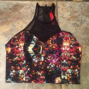 Akira Floral Mesh Crop Top